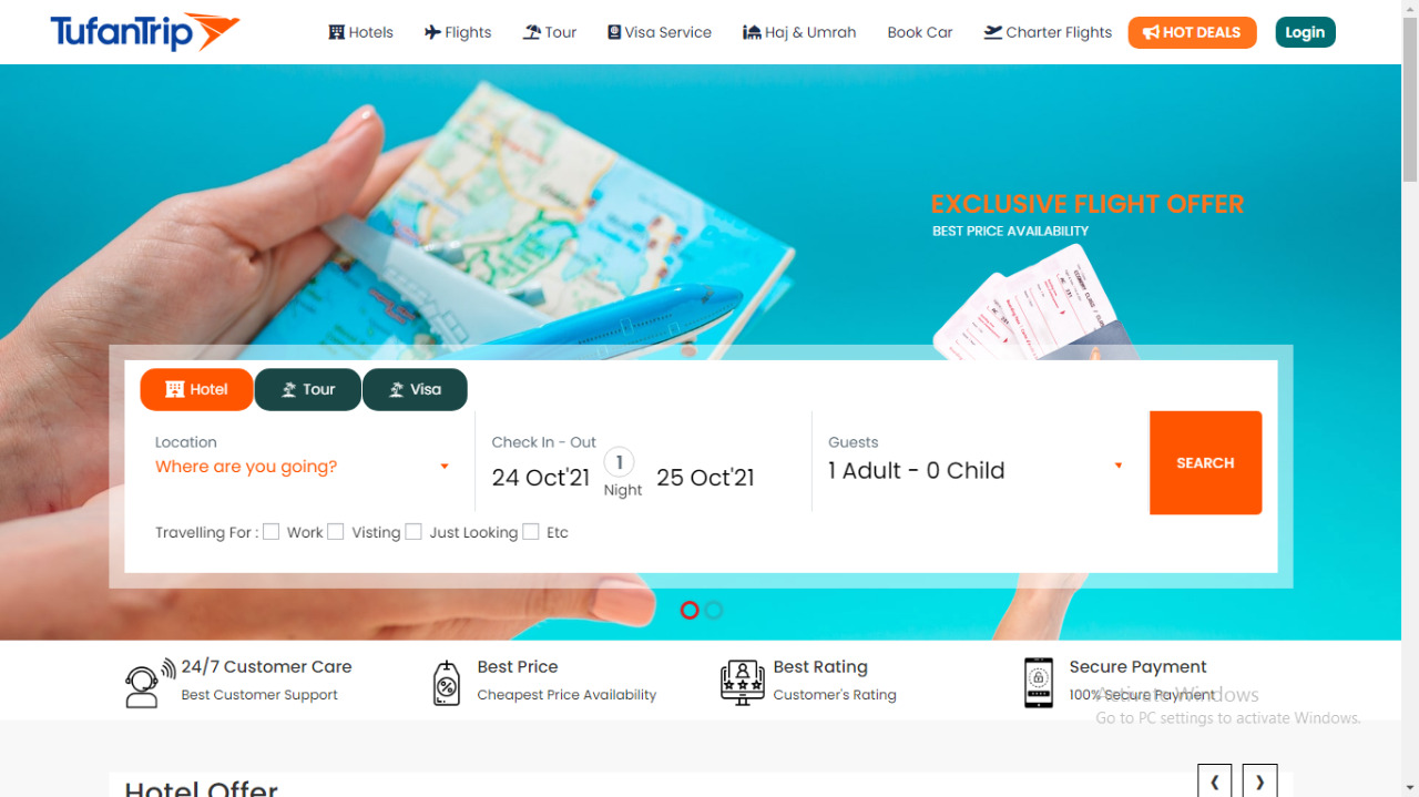 Travel booking website